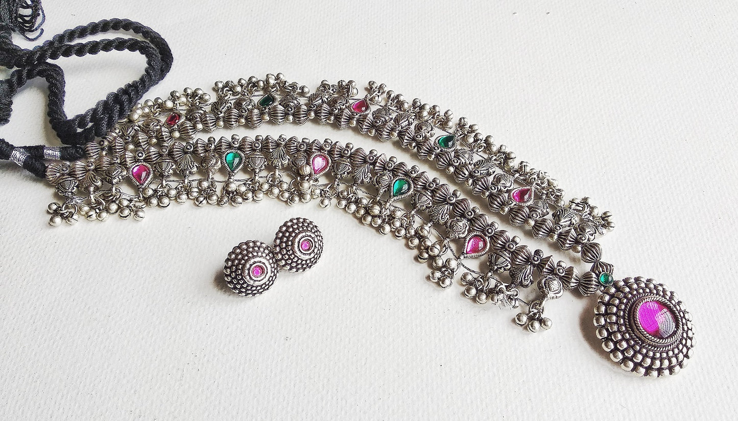 Temple Jewelry Kolhapuri saaz set - Click for pendant options.