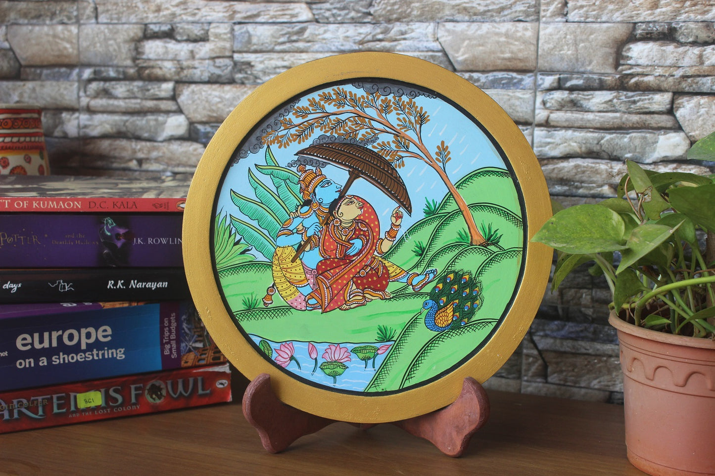 Krishna series Patachitra hand-painted wall/table plate/- Click for Options