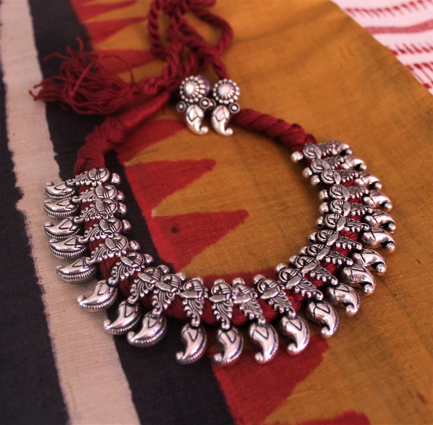 Advaita Handicrafts german silver Temple necklace Set - CLick for variety.