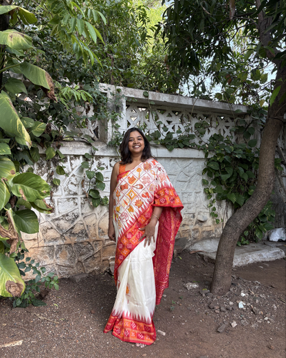 Traditional Nabakothi Auspicious Symbols Hand-painted Saree on pure mulberry silk