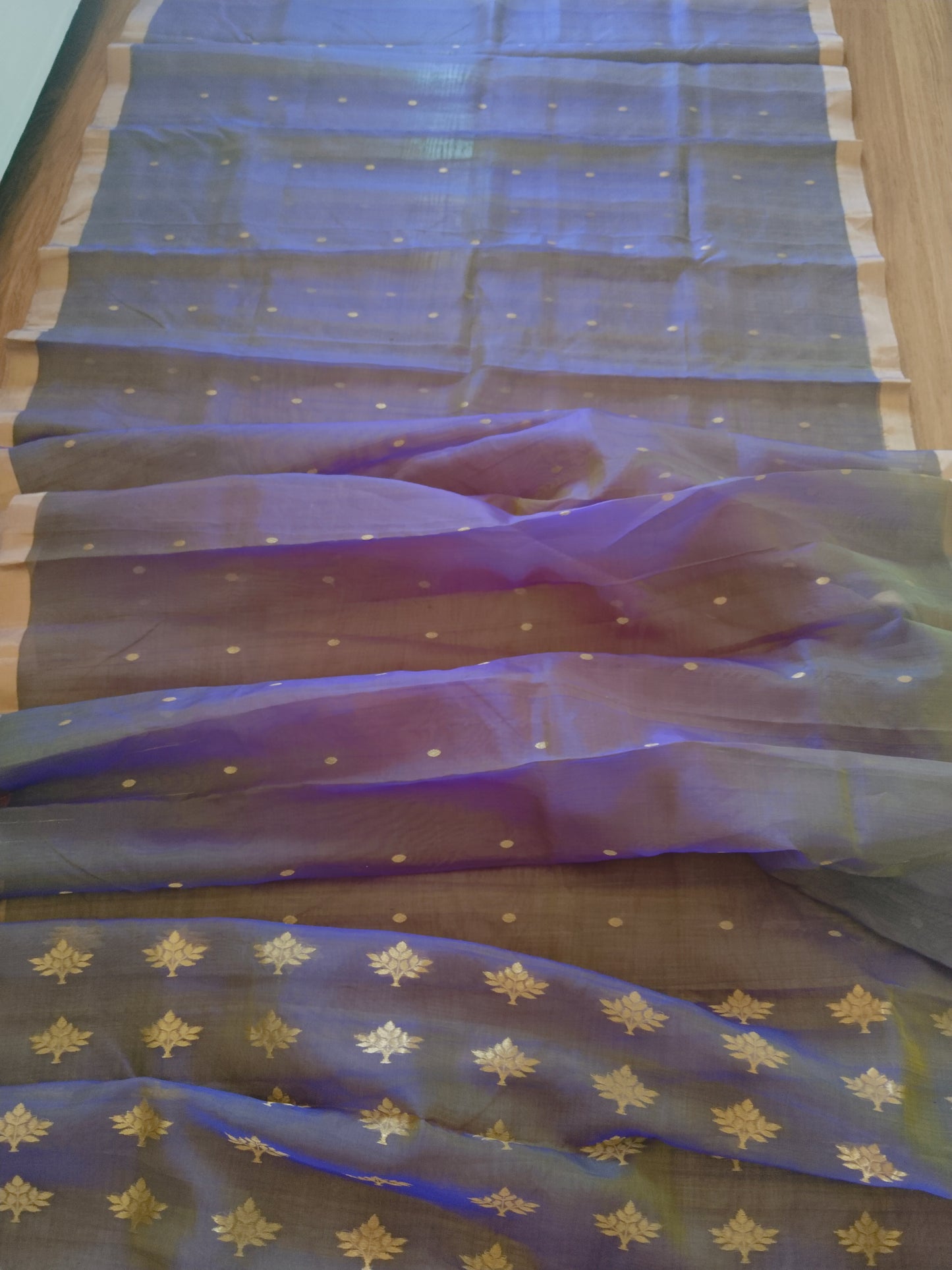 Ethereal Chanderi Silk Dusky Earth Saree - Purple