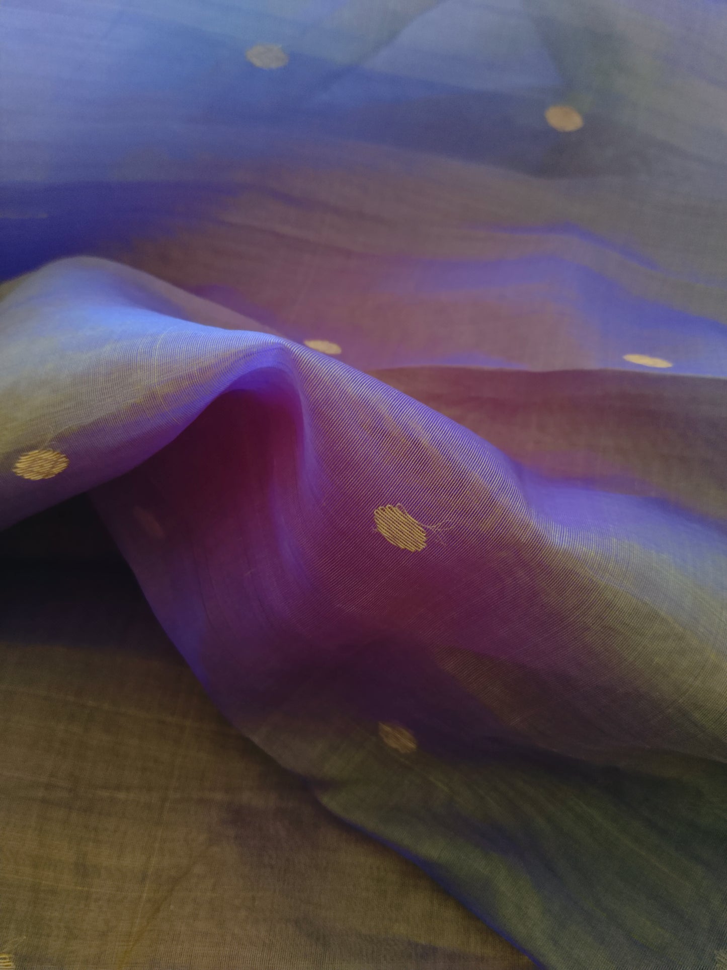 Ethereal Chanderi Silk Dusky Earth Saree - Purple