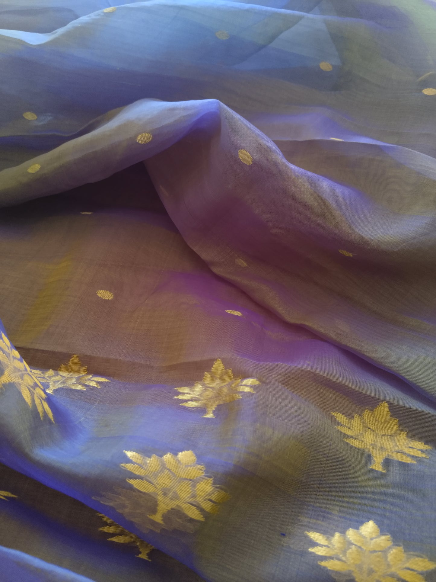 Ethereal Chanderi Silk Dusky Earth Saree - Purple