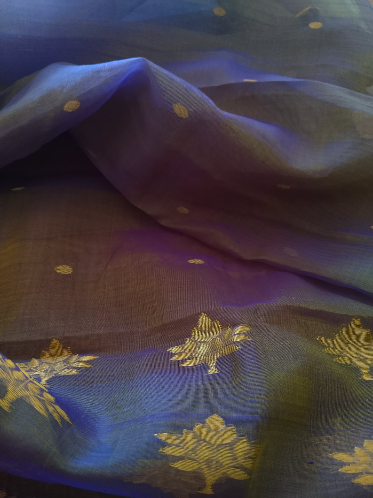 Ethereal Chanderi Silk Dusky Earth Saree - Purple