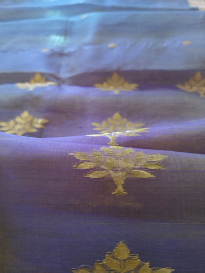 Ethereal Chanderi Silk Dusky Earth Saree - Purple