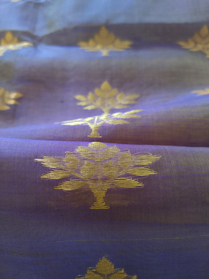 Ethereal Chanderi Silk Dusky Earth Saree - Purple