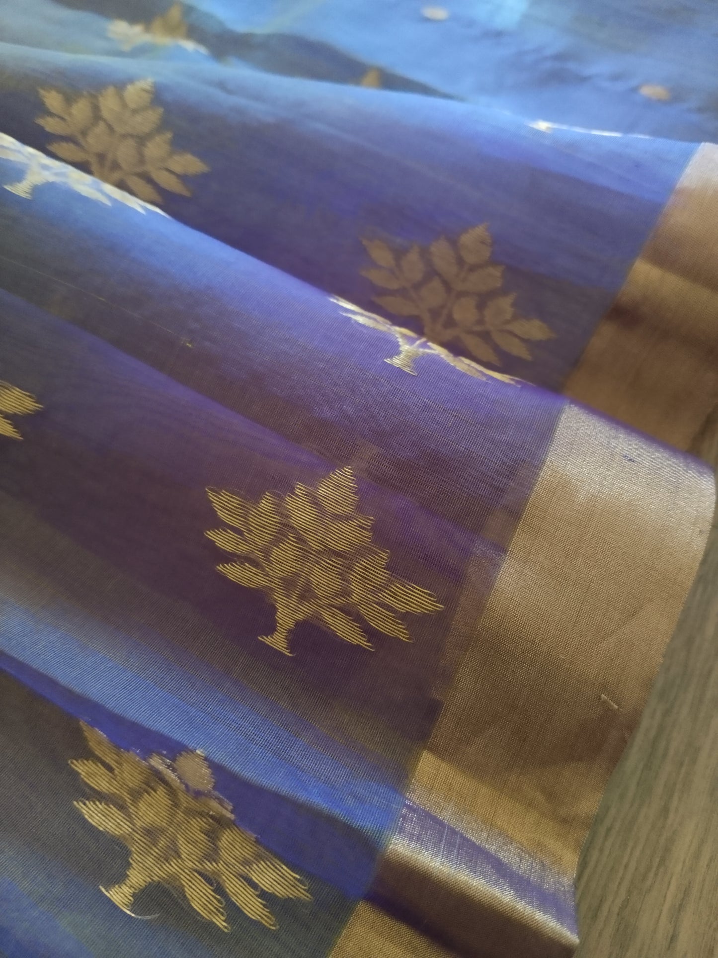 Ethereal Chanderi Silk Dusky Earth Saree - Purple