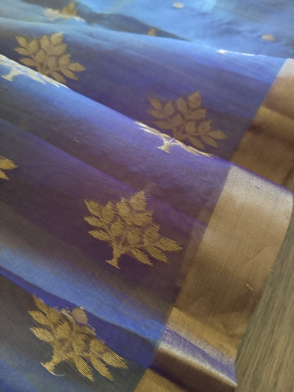 Ethereal Chanderi Silk Dusky Earth Saree - Purple