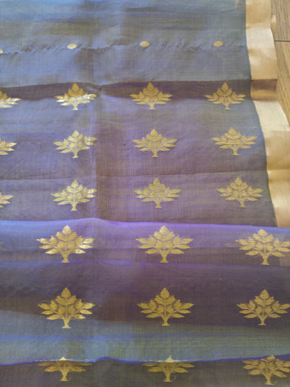 Ethereal Chanderi Silk Dusky Earth Saree - Purple