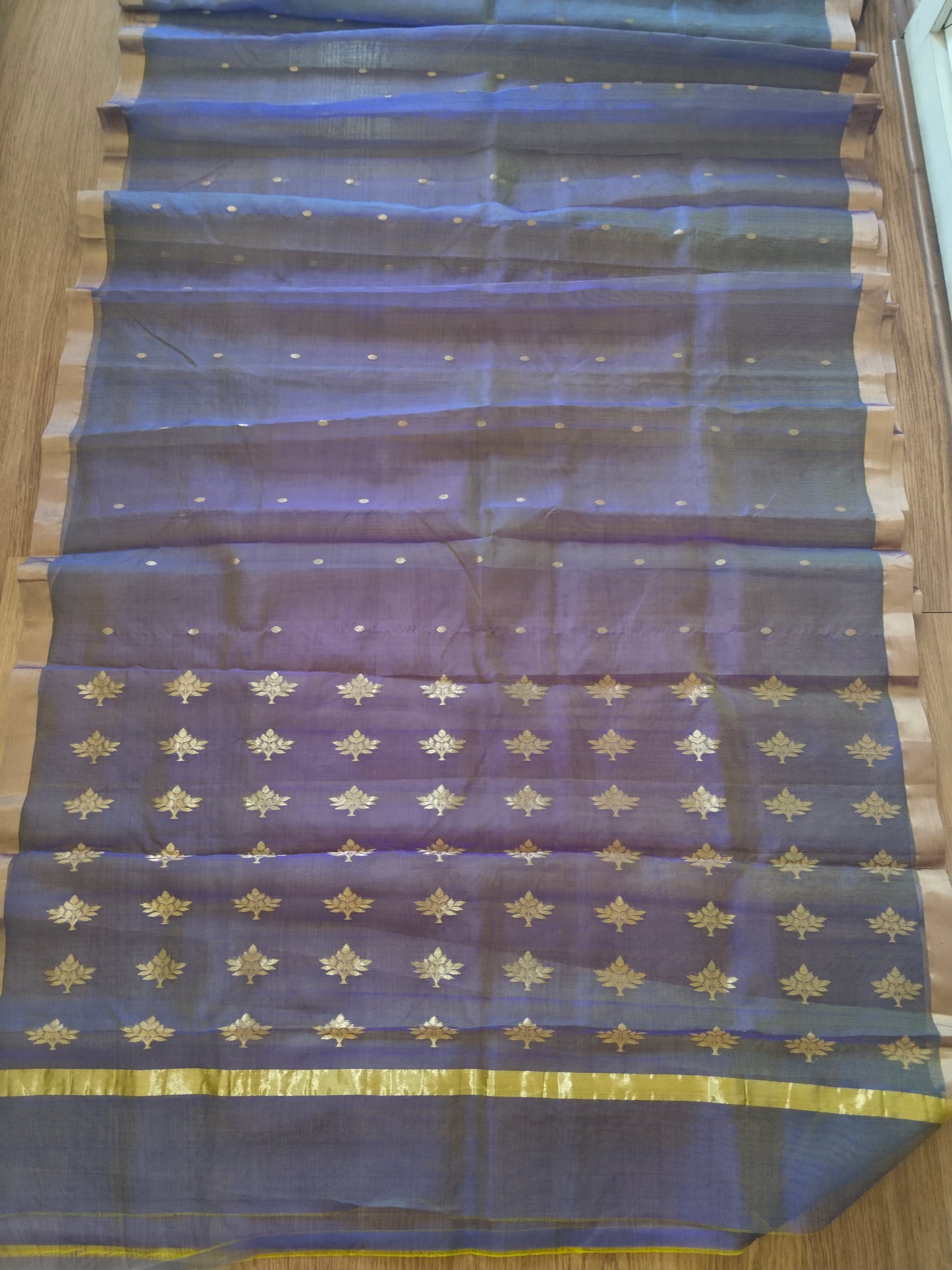 Ethereal Chanderi Silk Dusky Earth Saree - Purple