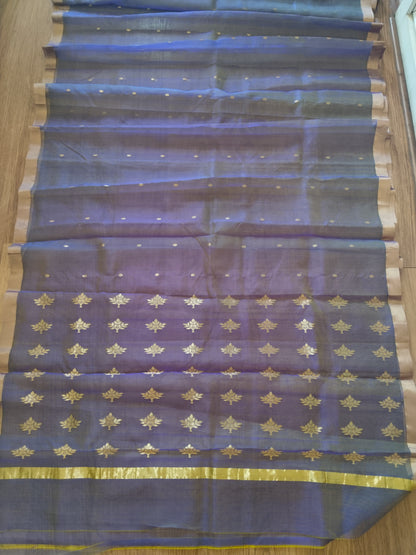Ethereal Chanderi Silk Dusky Earth Saree - Purple