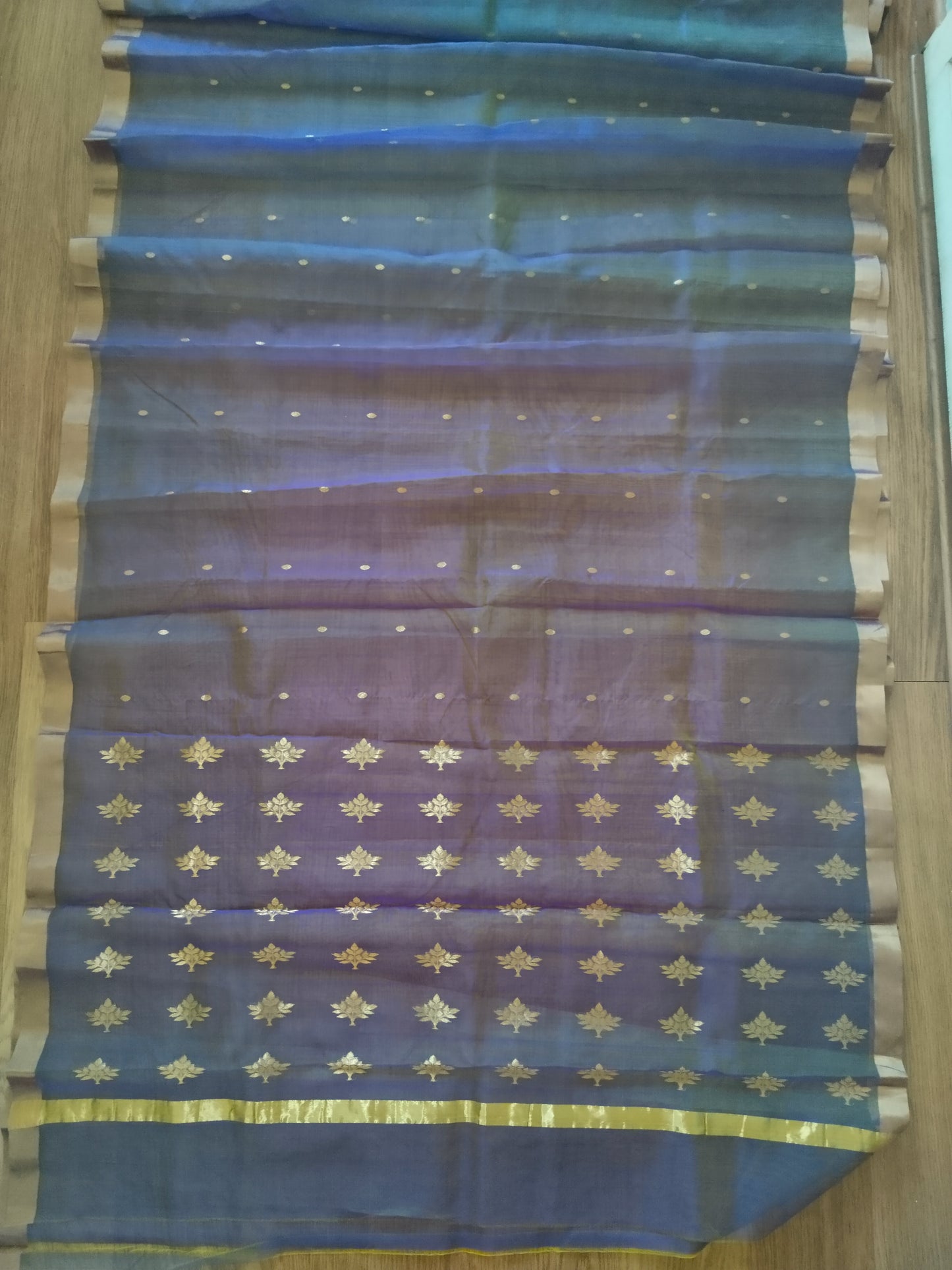 Ethereal Chanderi Silk Dusky Earth Saree - Purple