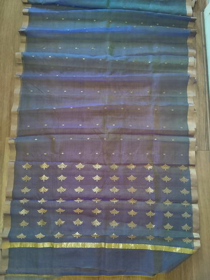 Ethereal Chanderi Silk Dusky Earth Saree - Purple