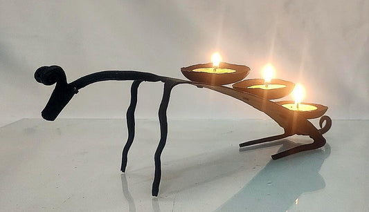 Wrought Iron Deer Diya - Large (3 lights)