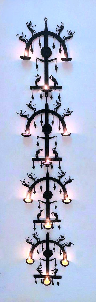 Wrought iron diyas / tea-light holders / Tribal craft/ Laman diyas/ Wall hangings