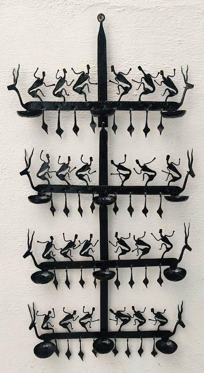 Wrought iron diyas / tea-light holders / Tribal craft/ Laman diya - Tribal dancing men