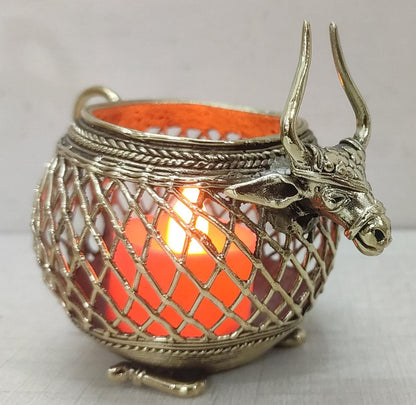 Advaita Handicrafts Brass Bull Pen stand