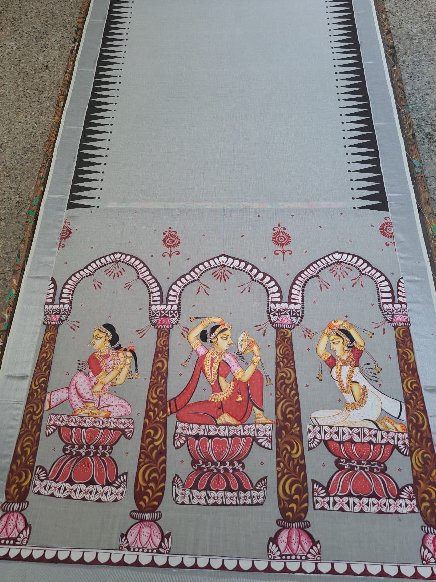 Handpainted Shringaar Raas Saree on Kerala Cotton