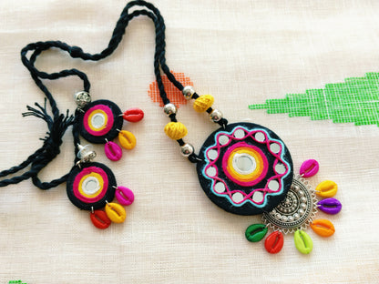 Navratri Special Sitara Fabric Necklace Set