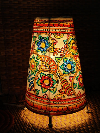 Tholu Bommalata Leather Pupperty Lamp 8 inches by 5 inches - MultiColour Floral