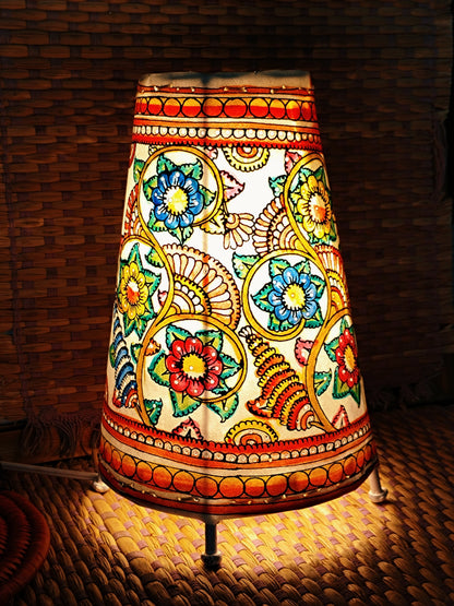 Tholu Bommalata Leather Pupperty Lamp 8 inches by 5 inches - MultiColour Floral