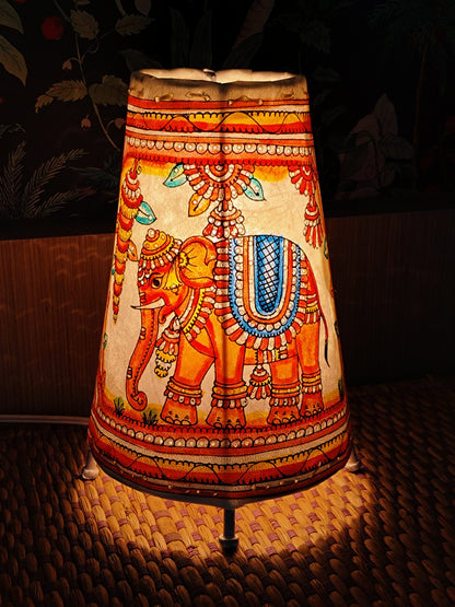 Tholu Bommalata Leather Pupperty Lamp 8 inches by 5 inches - Elephant (Orange Colour).