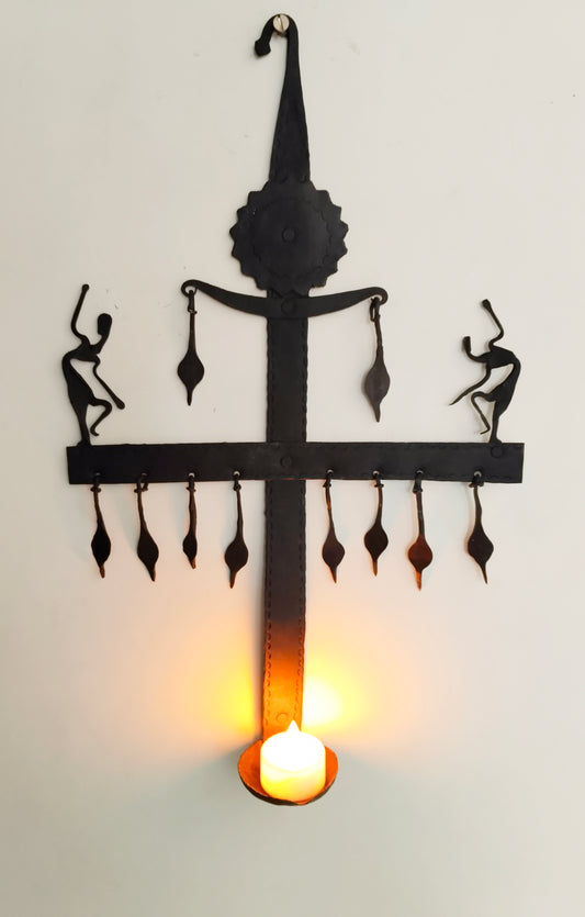 Single Panel wrought iron laman diya - Balancing - 1 Candle