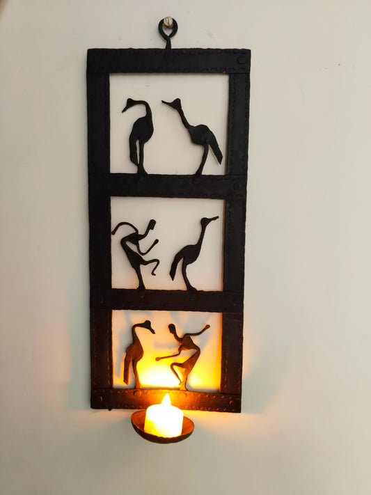 Single Panel wrought iron laman diya - Rectangle