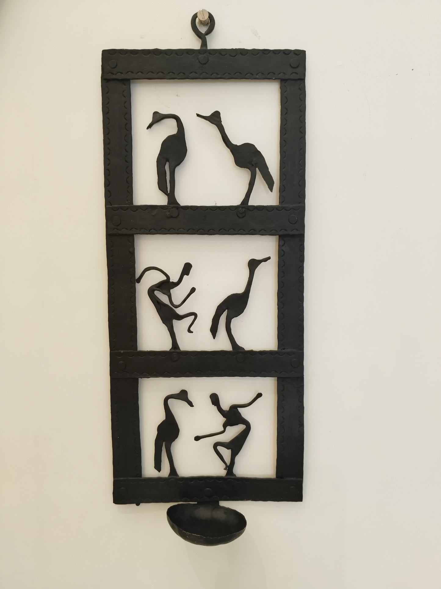 Single Panel wrought iron laman diya - Rectangle