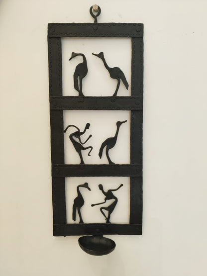 Single Panel wrought iron laman diya - Rectangle