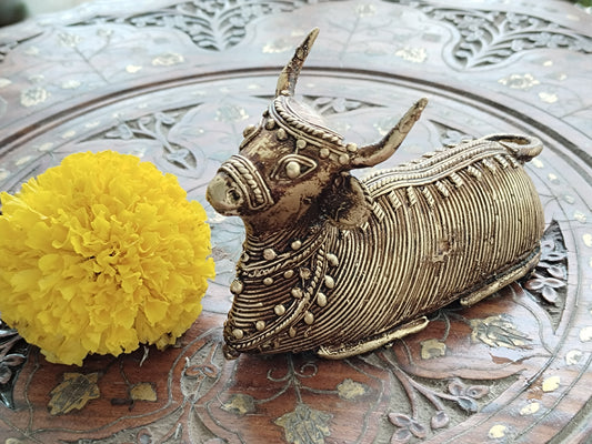 Nandi Bull in Dhokra Art Form - Handcrafted Dhokra Art Brass.