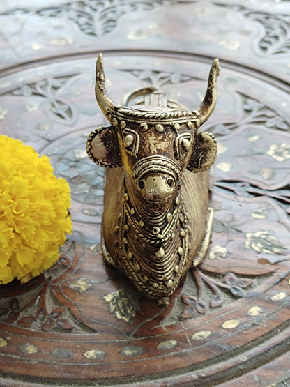 Nandi Bull in Dhokra Art Form - Handcrafted Dhokra Art Brass.