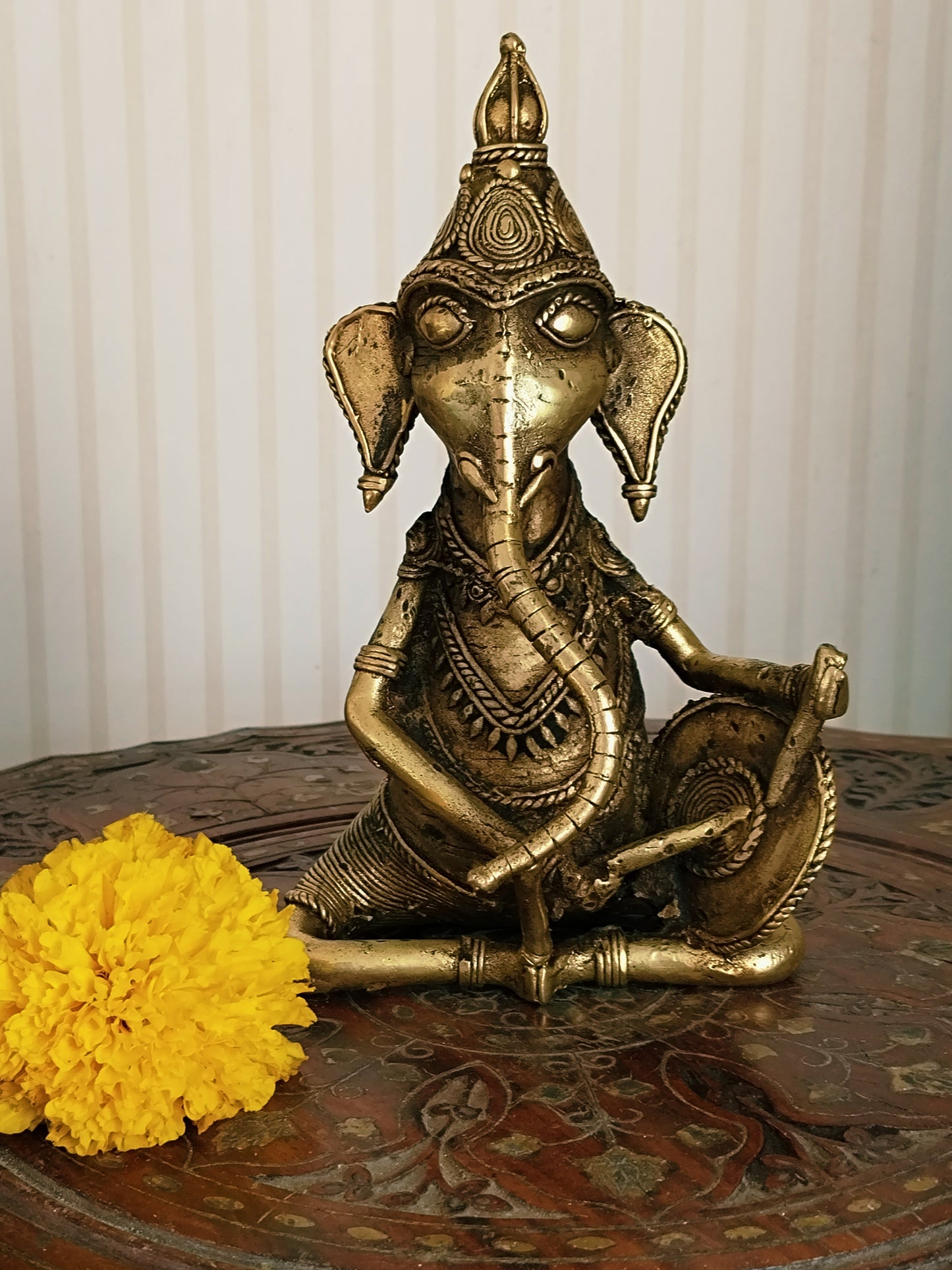 Lord Ganesha the musician - Handcrafted Dhokra Art