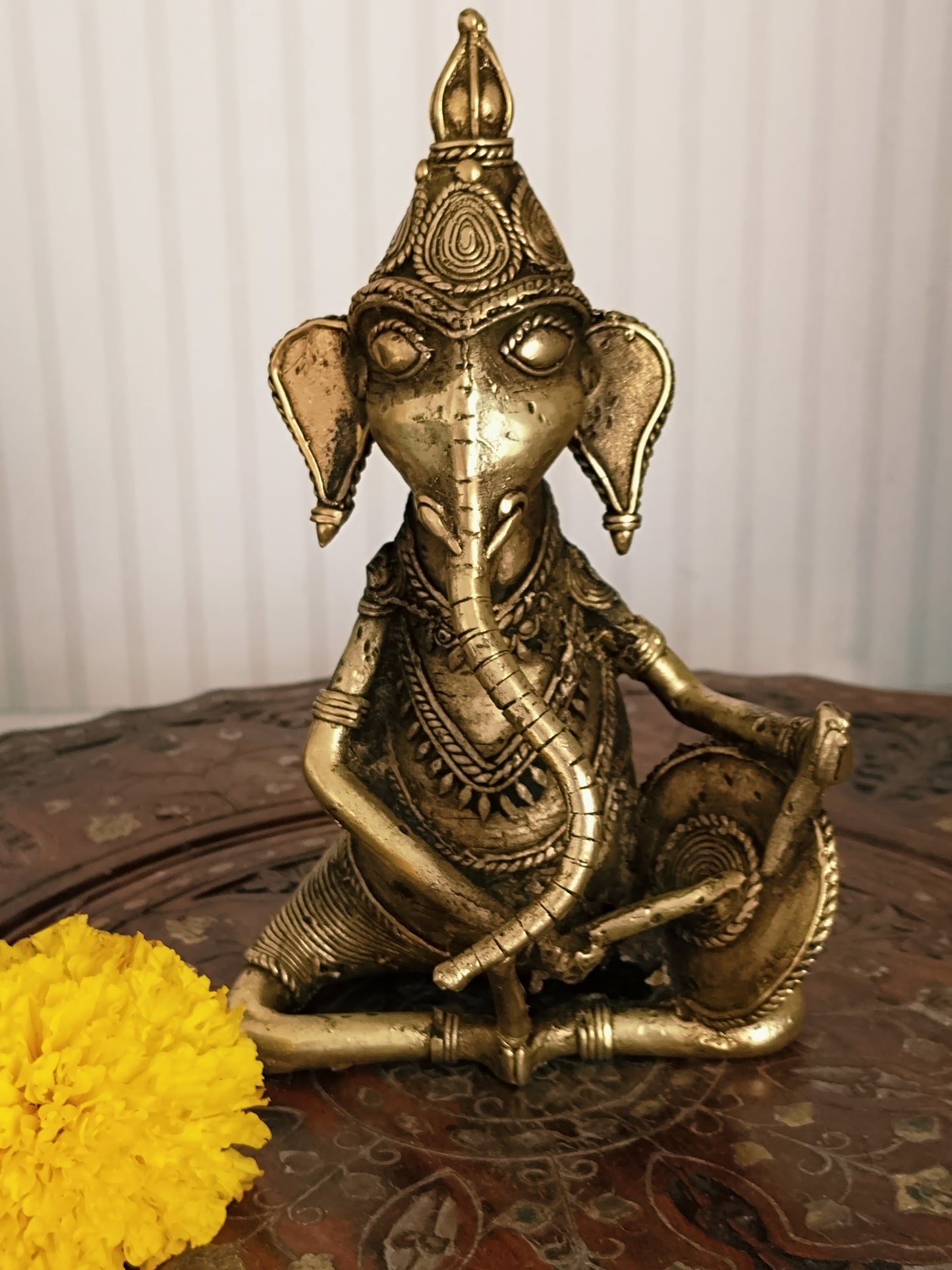 Lord Ganesha the musician - Handcrafted Dhokra Art