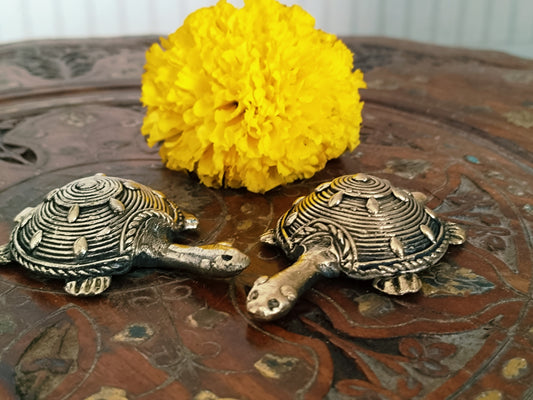 Dhokra Brass Tortoise Figurine (Pair of 2)