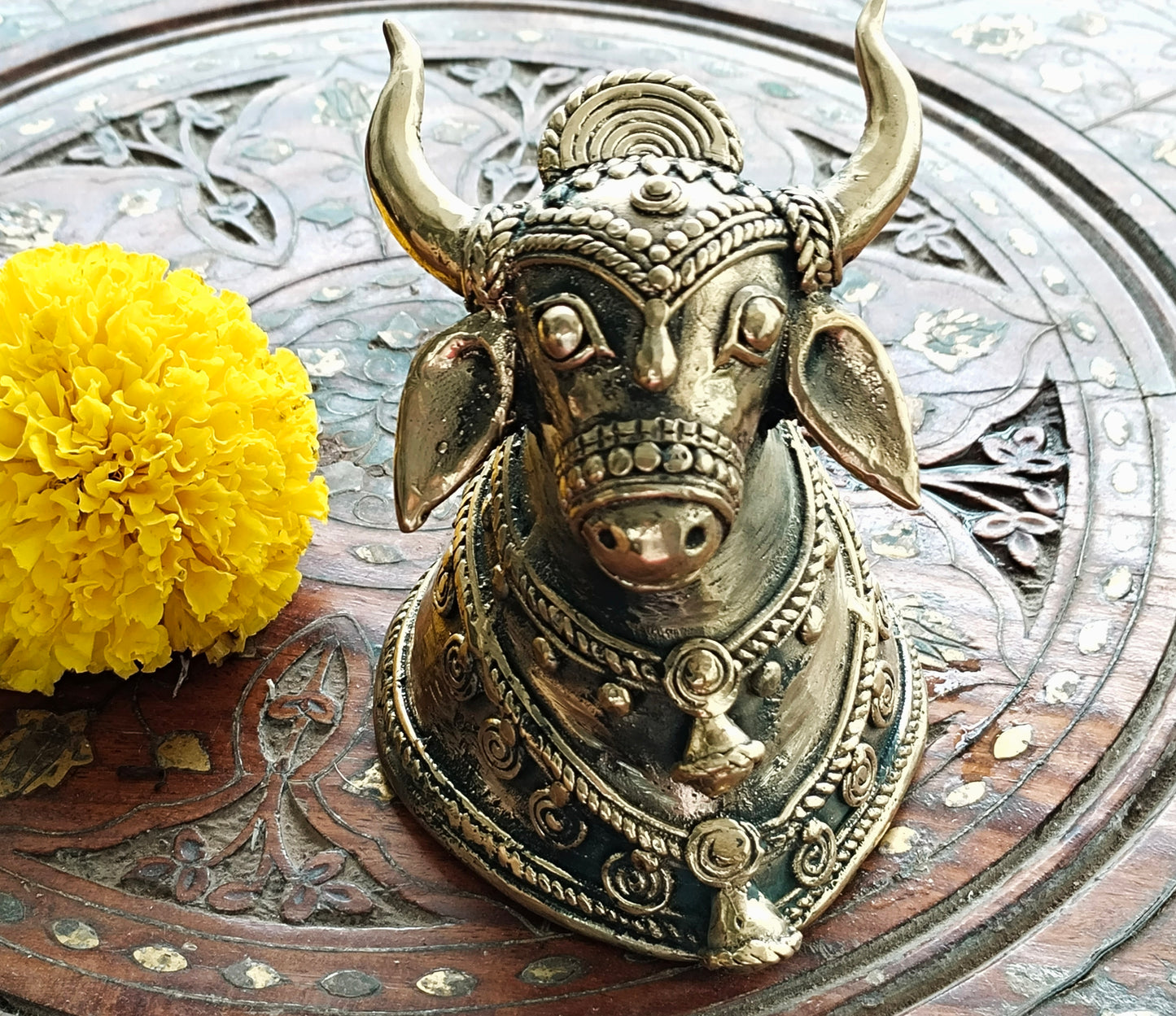 Handcrafted Dhokra Art Brass - Bull Head Art (Decorative/ Showpiece)