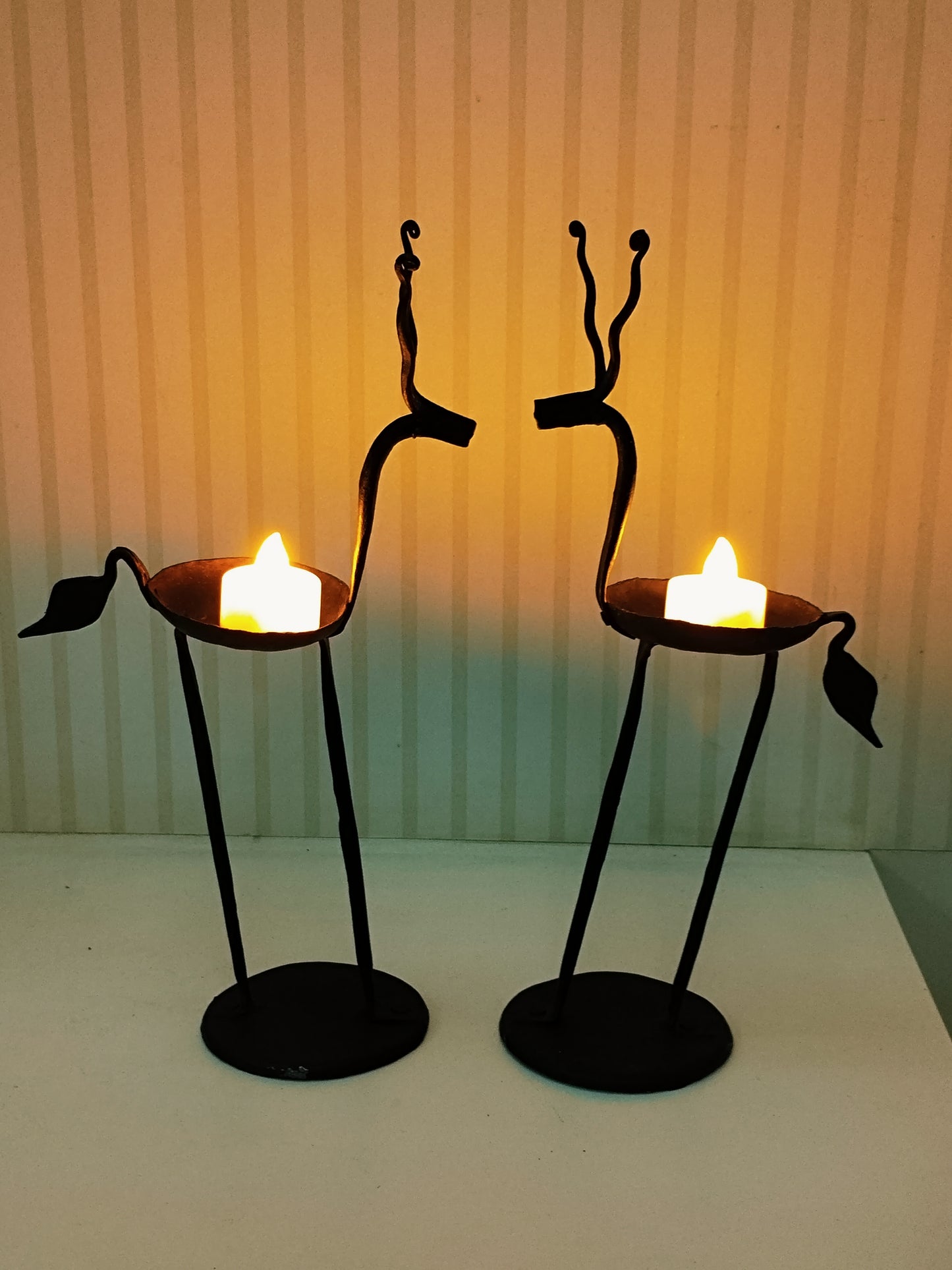 Wrought Iron Giraffe Diya Set of two