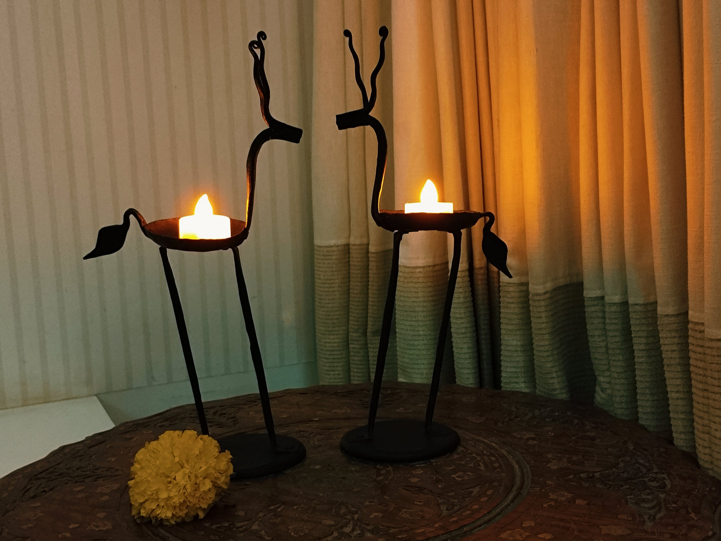 Wrought Iron Giraffe Diya Set of two