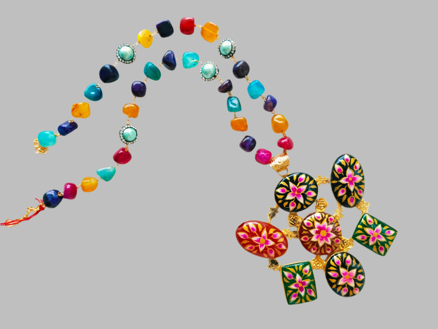 Advaita Handcrafts -Hand-painted Multi-Colour Beaded Necklace.