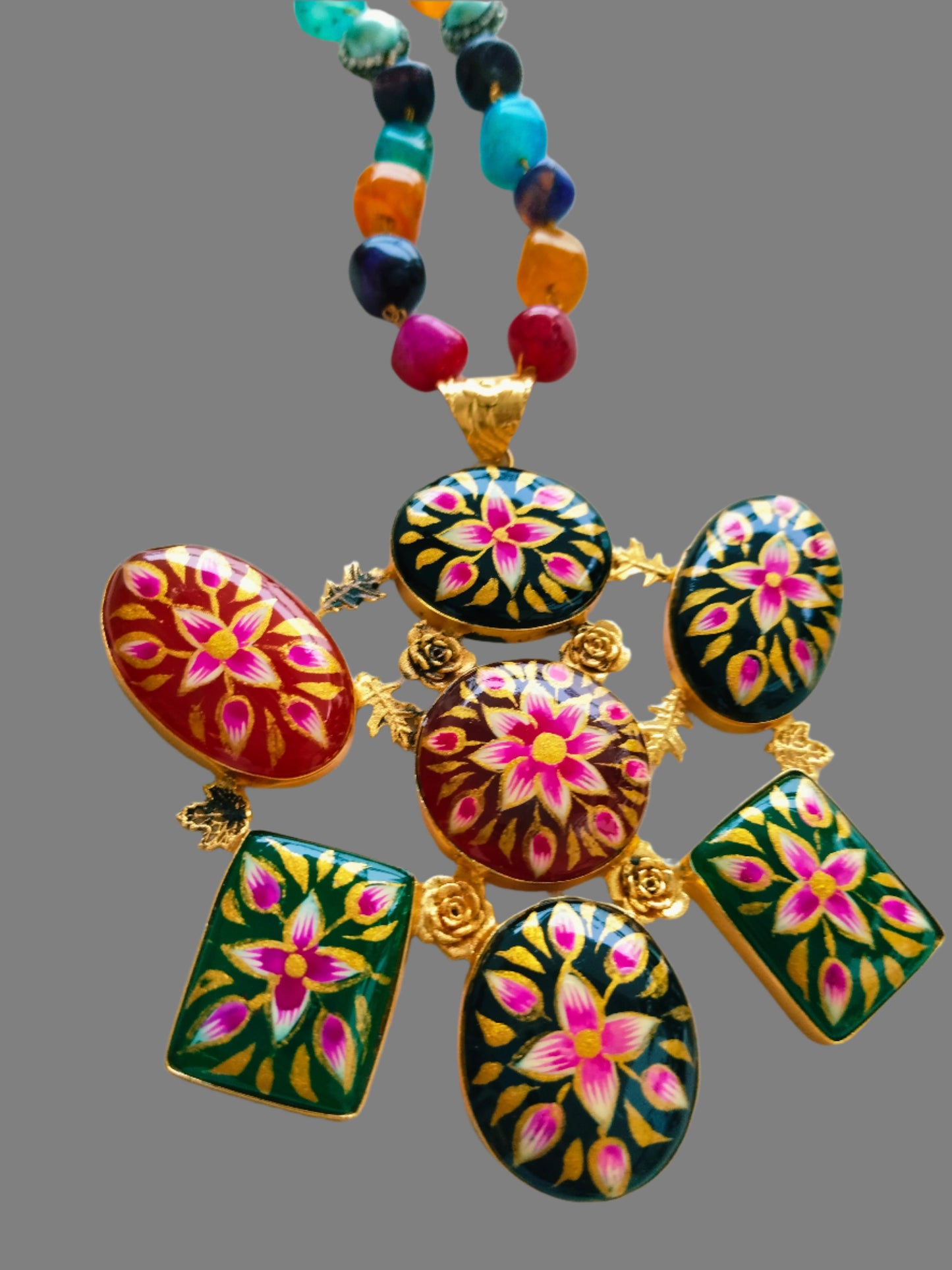 Advaita Handcrafts -Hand-painted Multi-Colour Beaded Necklace.