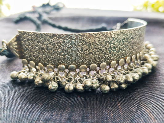 Advaita Handcrafts "Bohemian Beats: Brass Ghungroo choker plate Necklace"