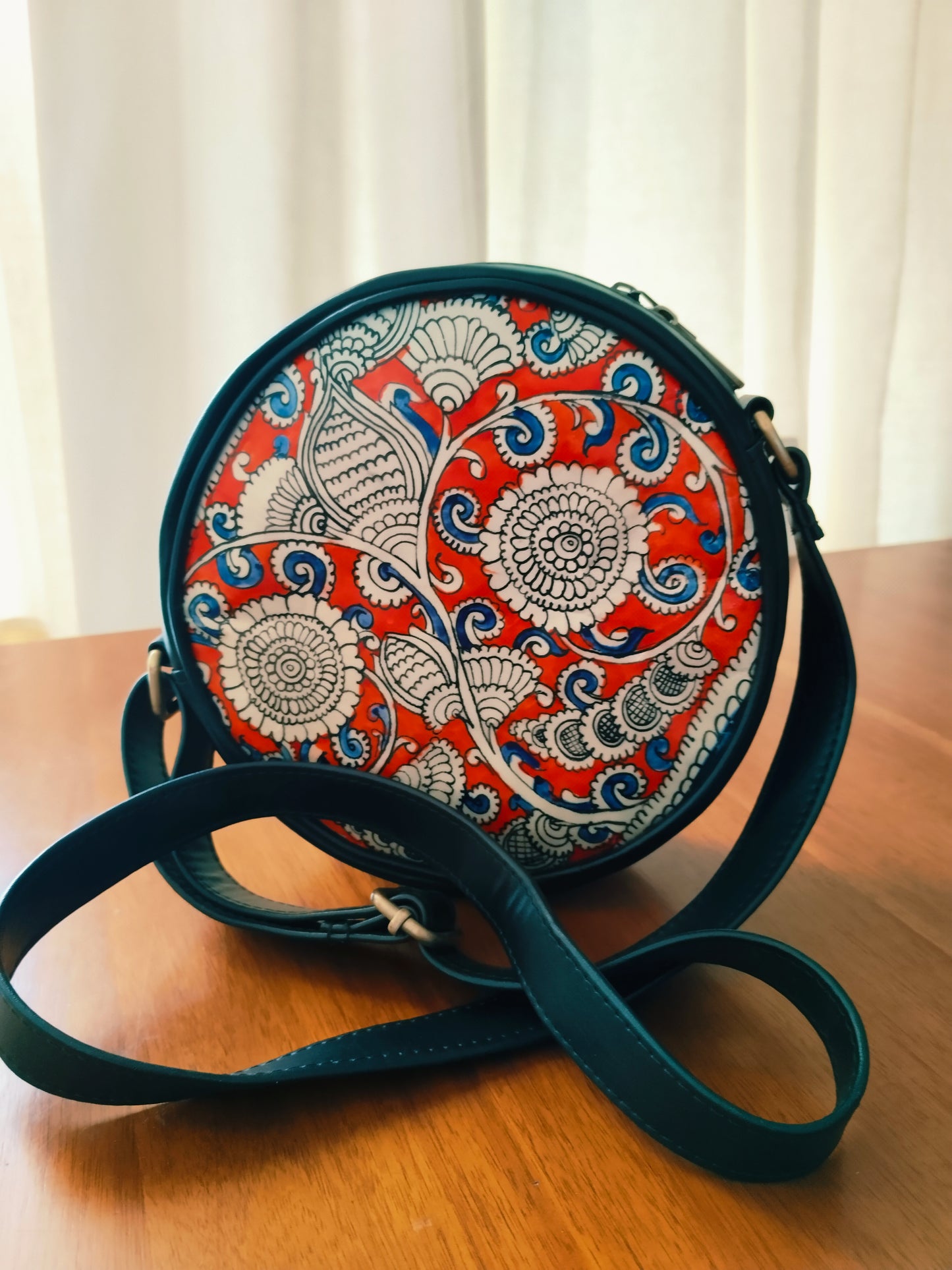 Advaita Handicrafts - Hand-painted Leather Sling Bag - Black