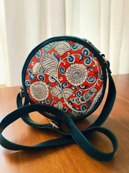 Advaita Handicrafts - Hand-painted Leather Sling Bag - Black