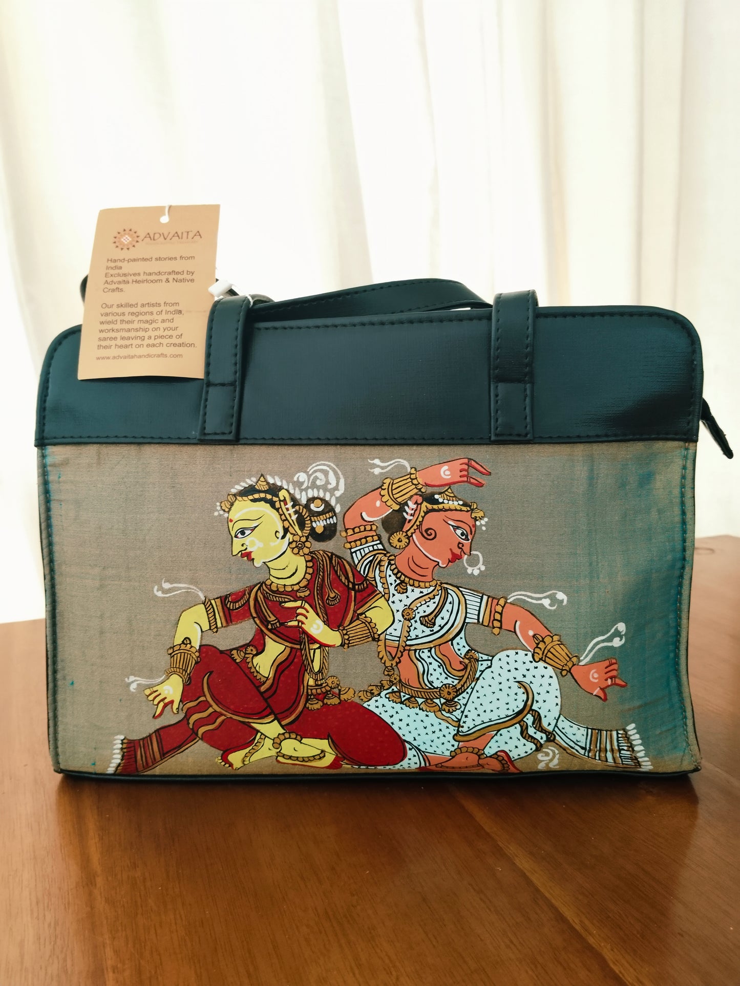 Hand-painted Panel Shoulder Bag - Black