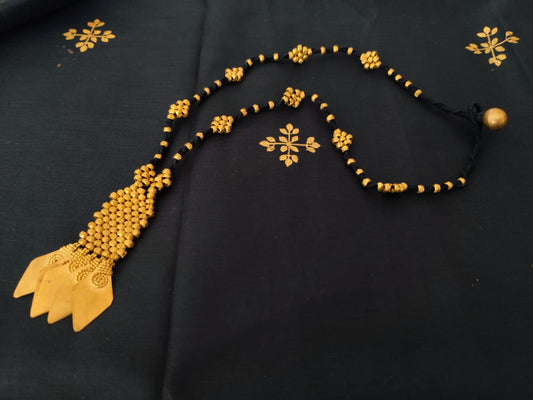 Traditional Beaded Necklace with Triple Pendant Tassels
