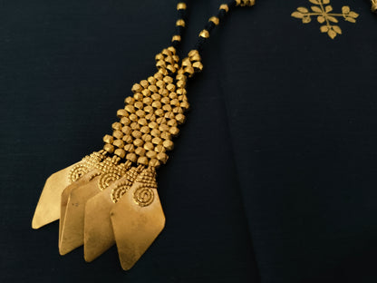 Traditional Beaded Necklace with Triple Pendant Tassels