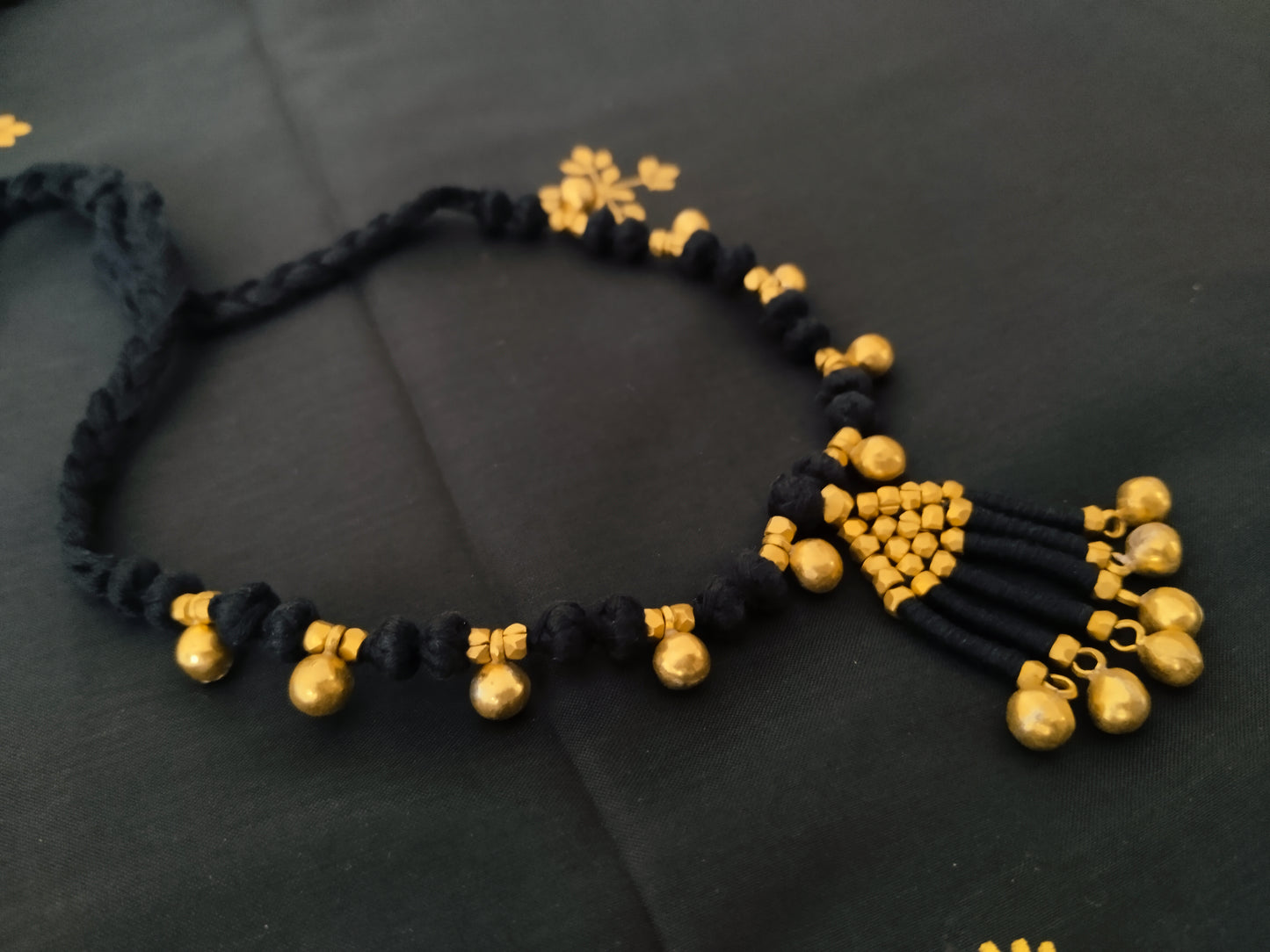 Brass Bead Choker with Dangling Drops