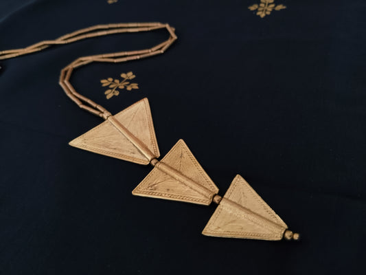 Triple Triangle Brass Necklace