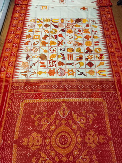 Traditional Nabakothi Hand-painted Saree on pure mulberry silk