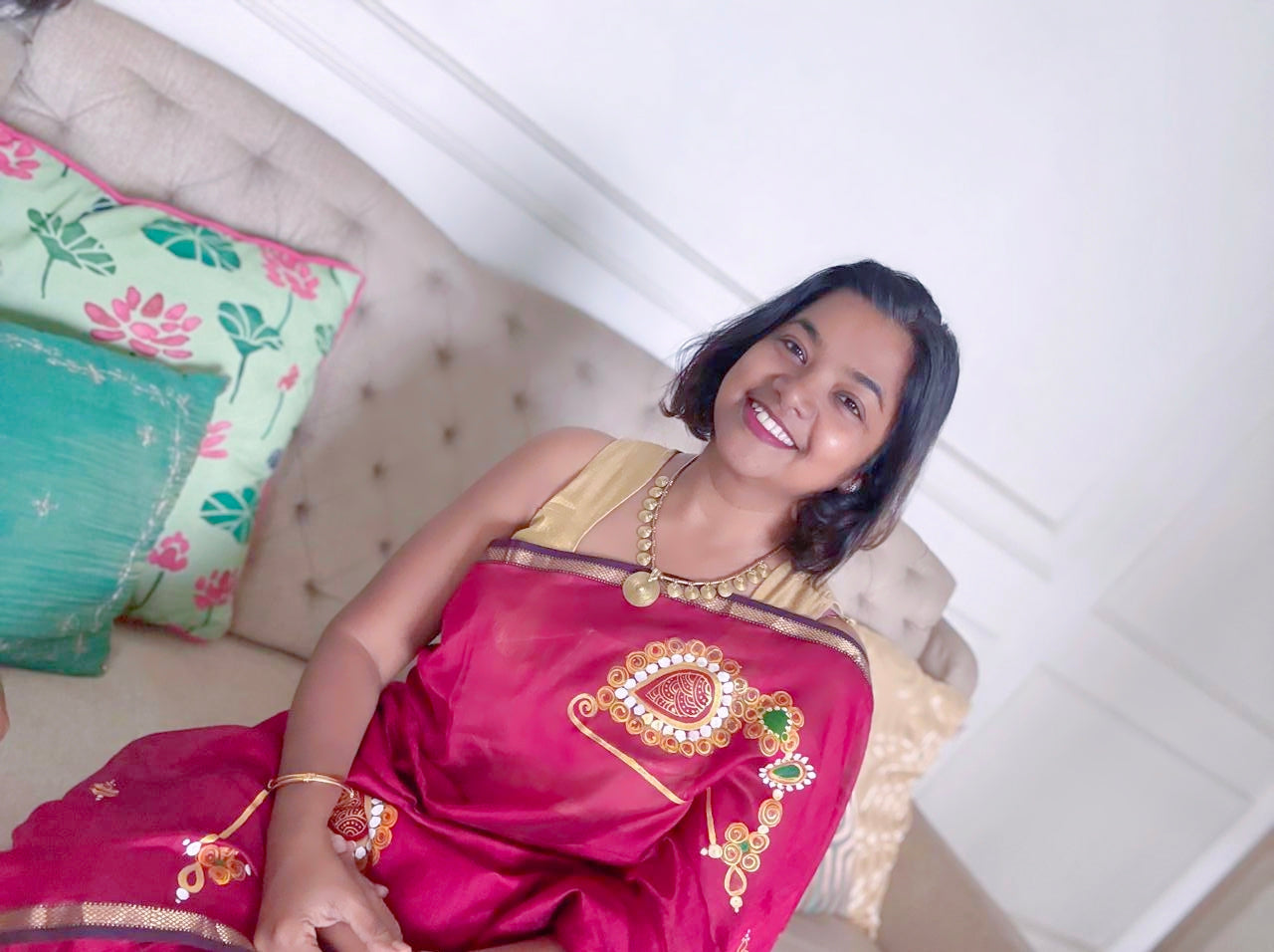 Sun pendant with small disks brass necklace